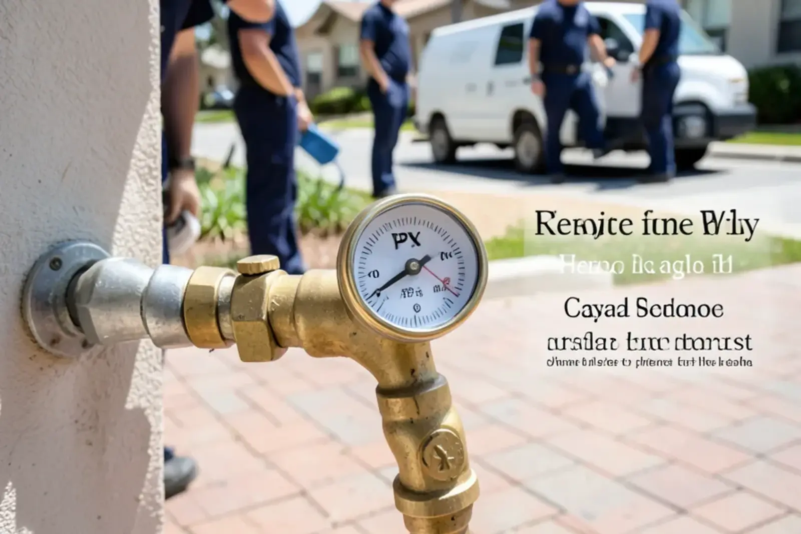 Water pressure test gauge connected to an outdoor hose bibb in Buena Park