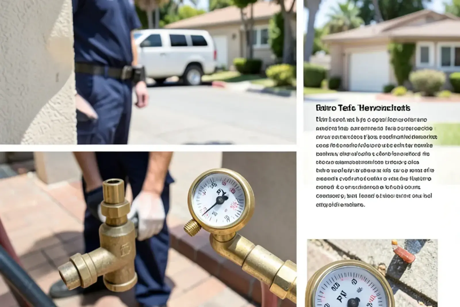 Water pressure test gauge connected to an outdoor hose bibb in Cypress