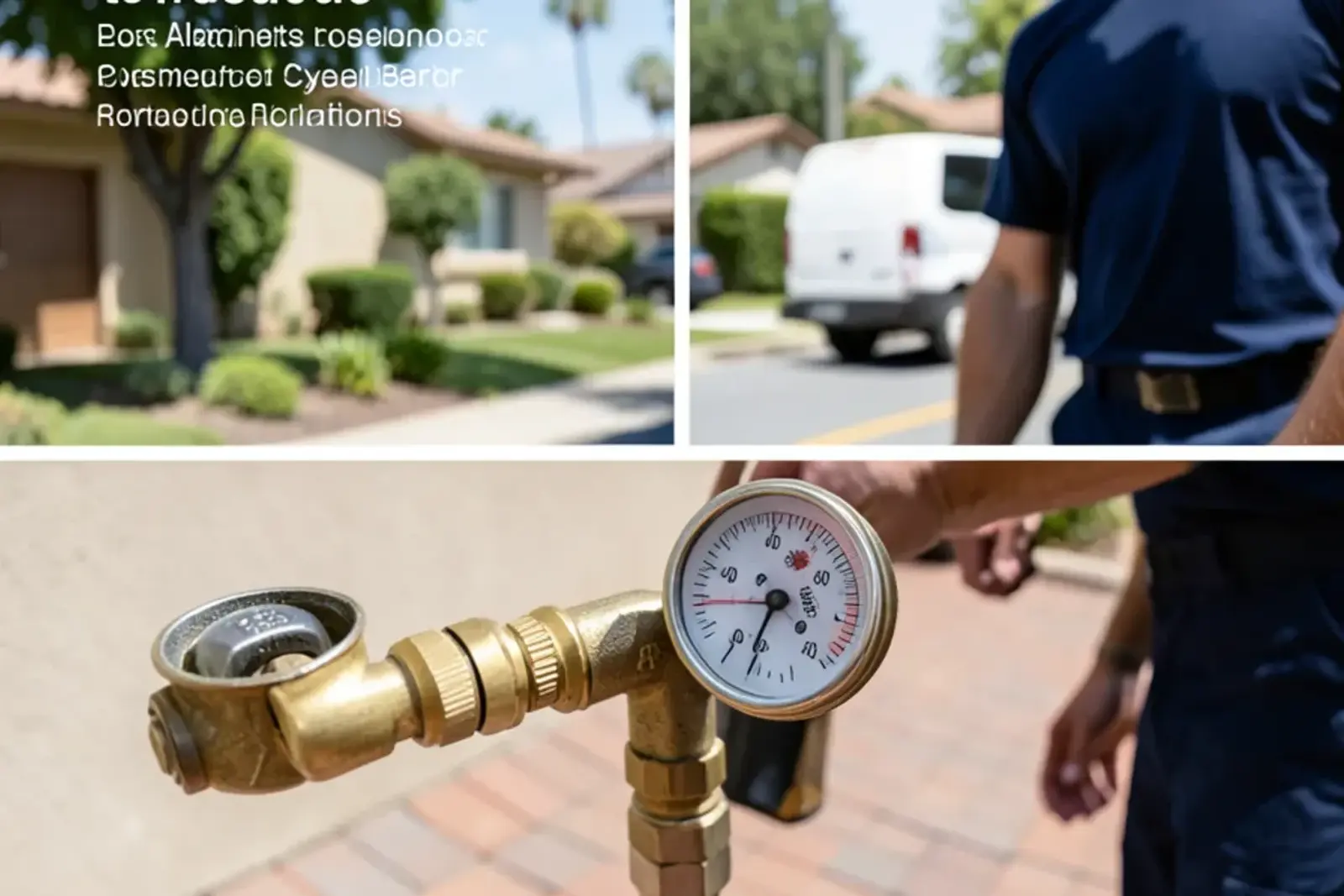 Water pressure test gauge connected to an outdoor hose bibb in Long Beach