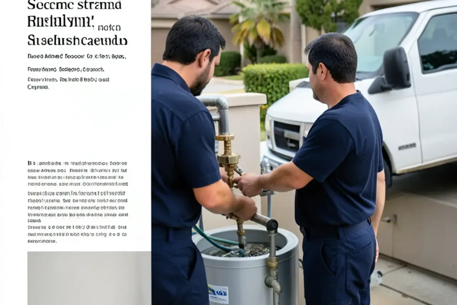Plumber inspecting a residential water heater in a Seal Beach home garage