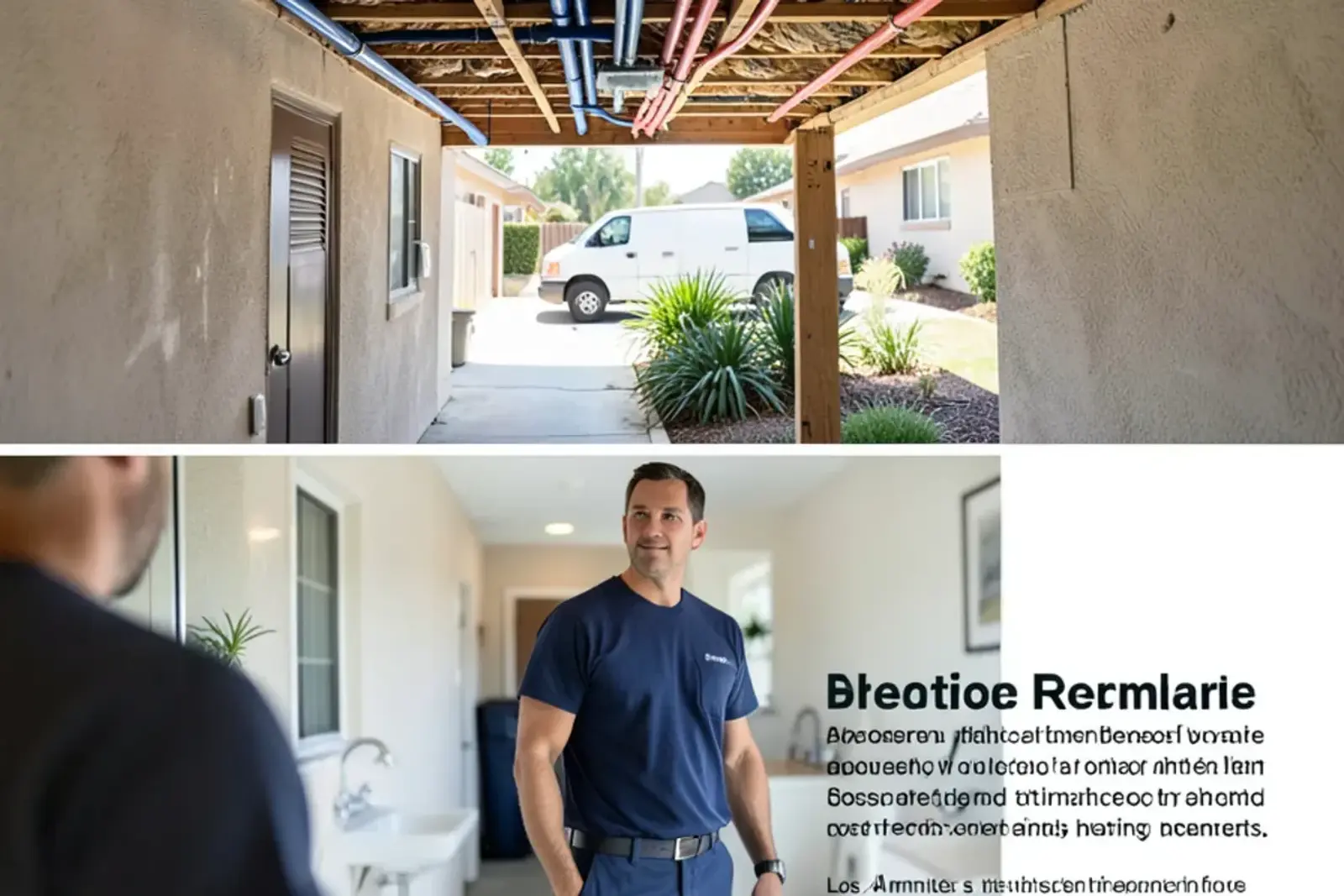 Blue and red flexible PEX-a water supply lines securely clamped along attic roof trusses