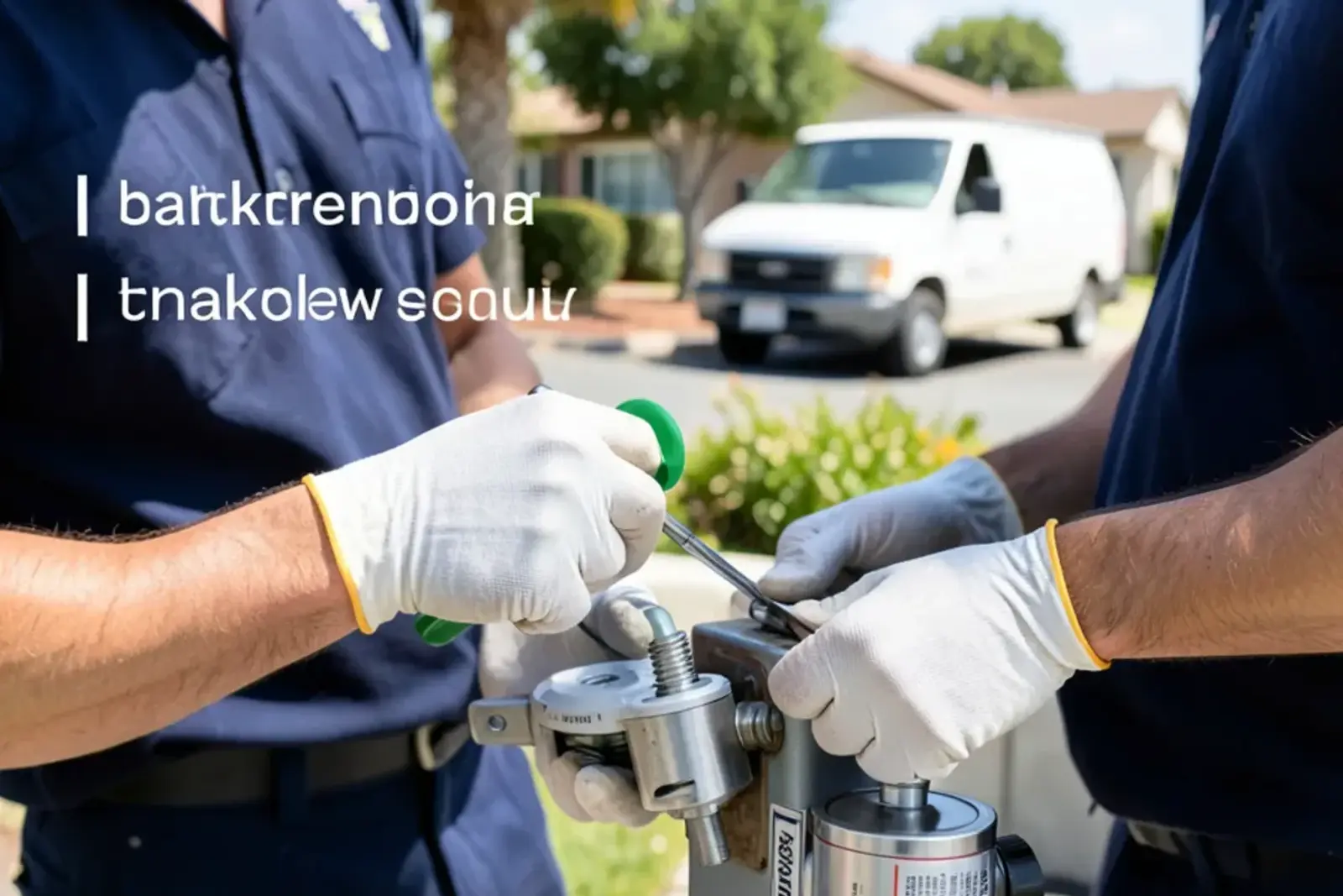 Plumber installing durable backflow testing components in a home