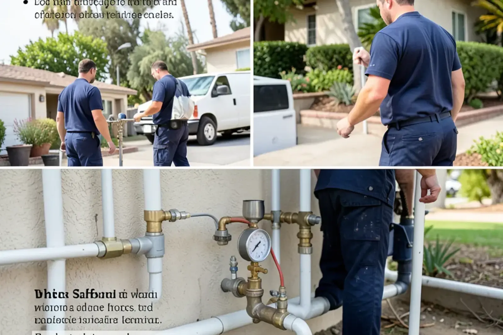 Completed commercial plumbing project undergoing final verification testing