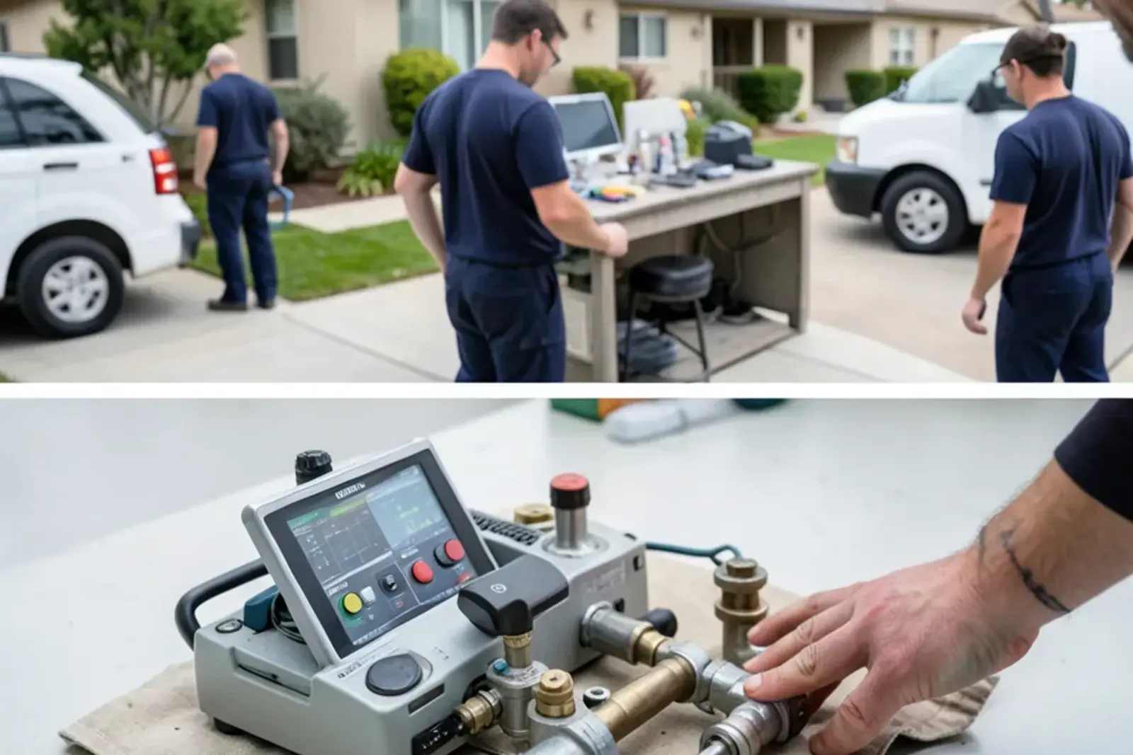 Specialized diagnostic instruments used during emergency plumbing testing