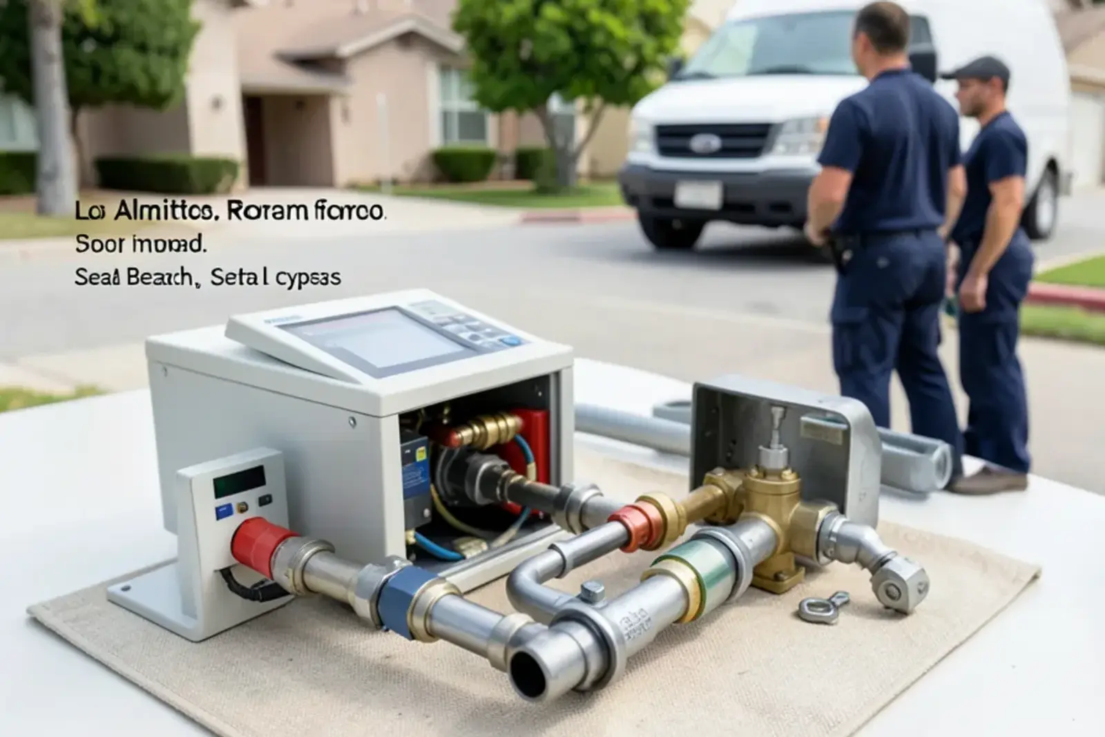 Specialized diagnostic instruments used during kitchen plumbing testing