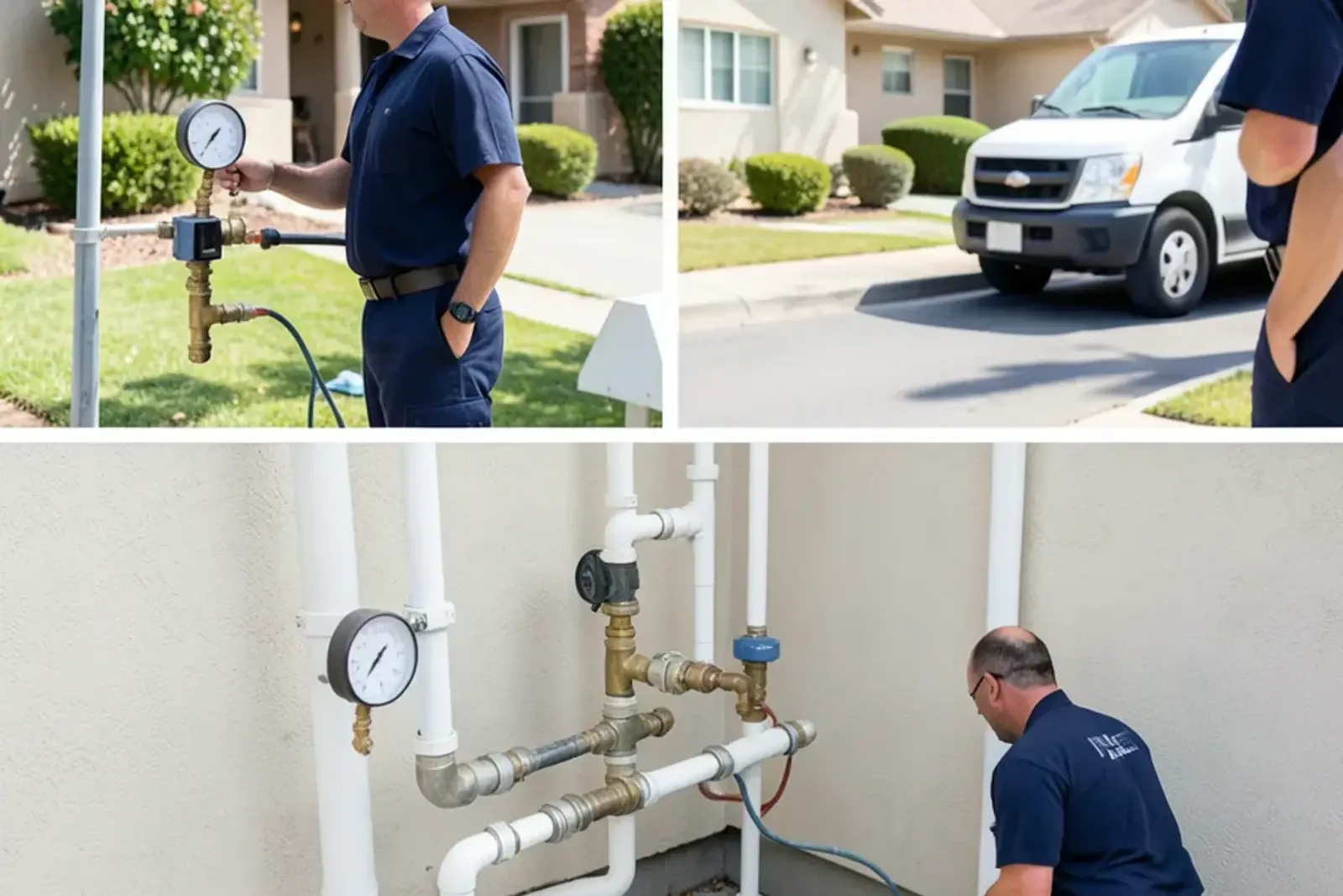 Completed kitchen plumbing project undergoing final verification testing