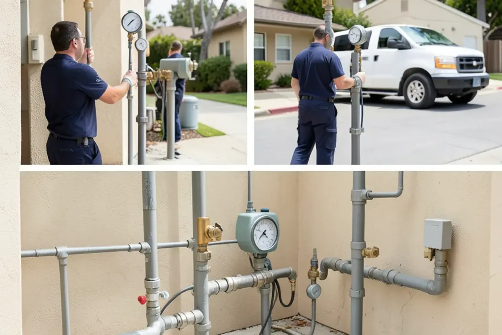 Completed toilet repair project undergoing final verification testing