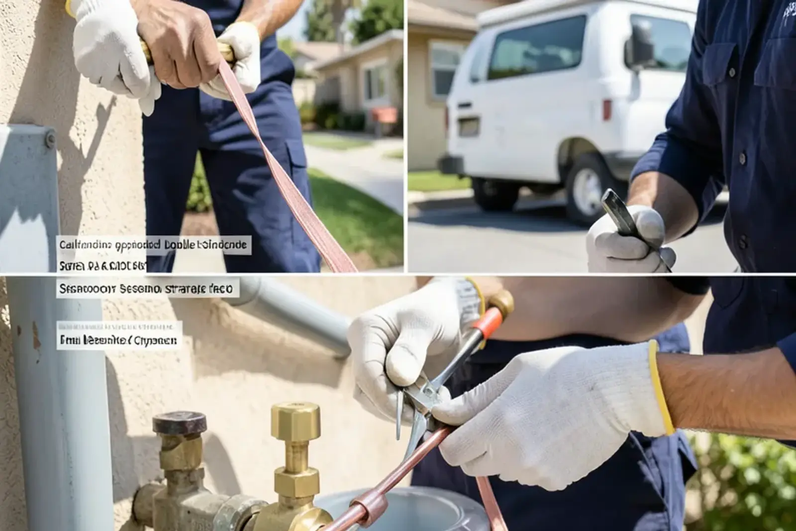 Plumber installing durable water heater installation components in a home
