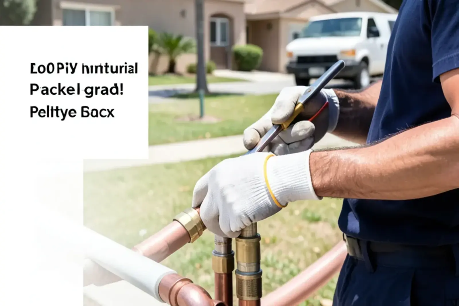 Plumber installing durable water line repair components in a home